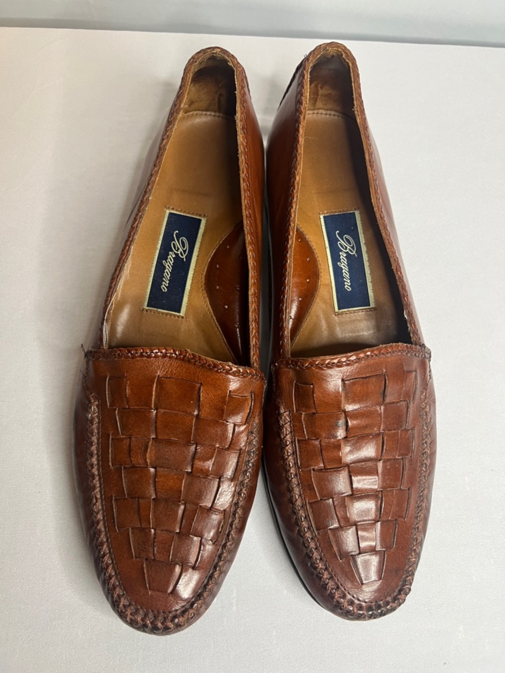VTG Bragano by Cole Hahn Men’s 9 Brown Woven Leather Loafers Italy (scuffs)